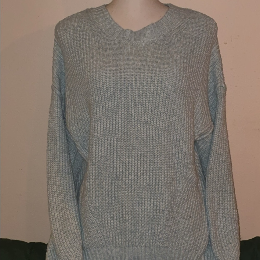 American Eagle Oversized Pale Blue Chunky Knit Sweater XS Cozy Casual